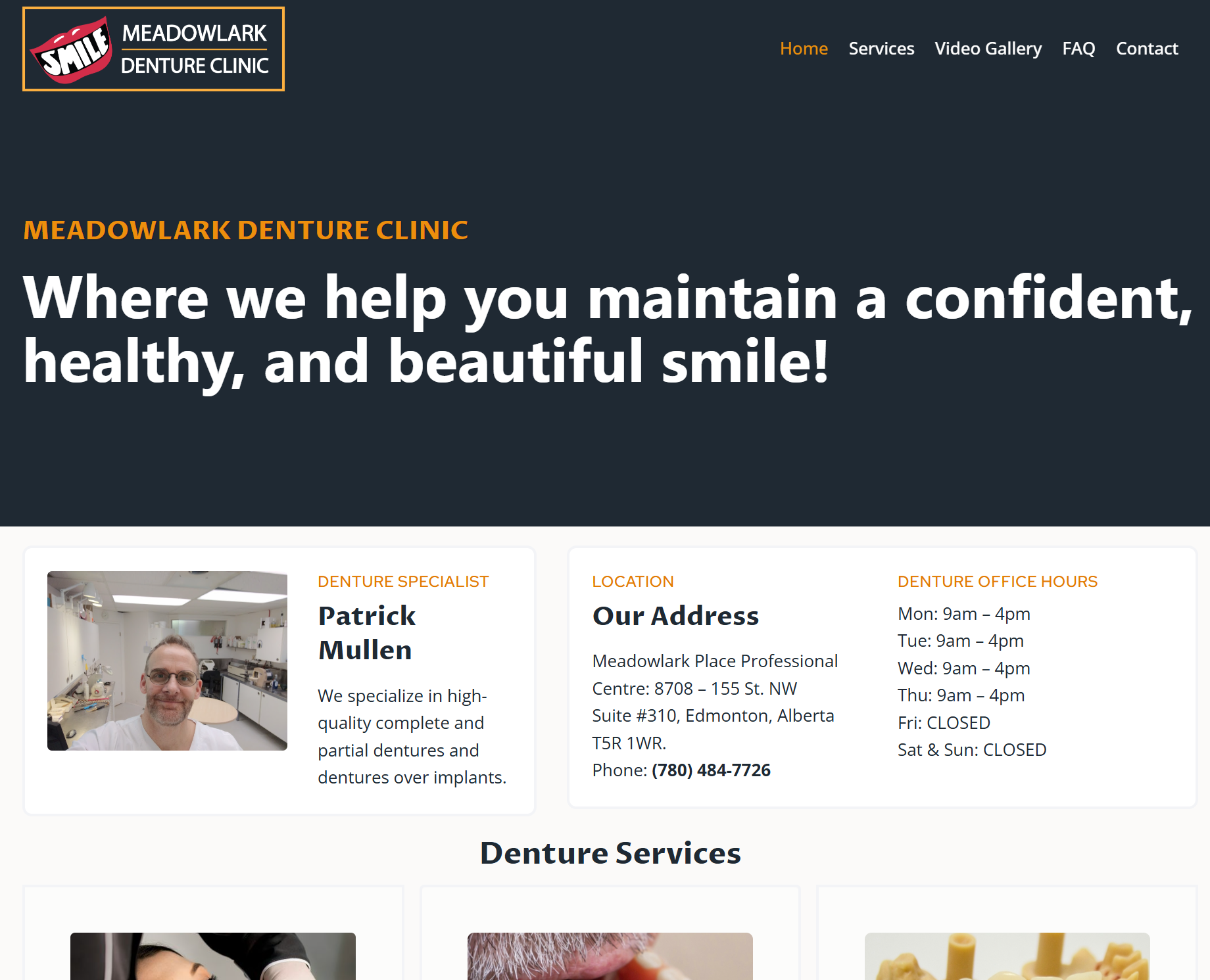 meadowlark denture clinic webpage